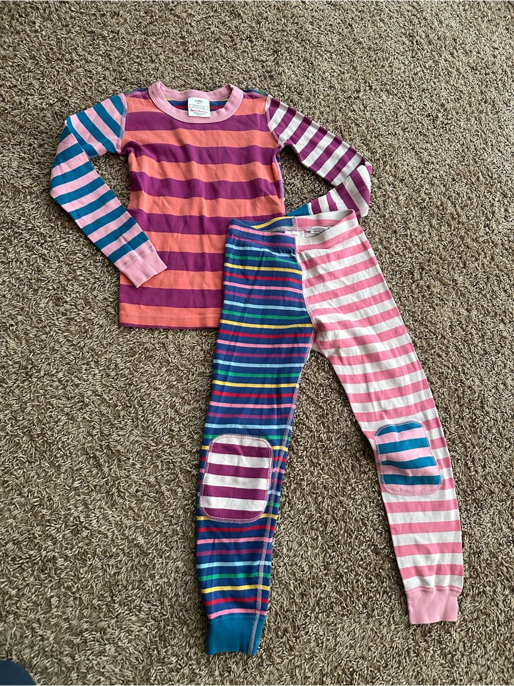 Hanna Andersson Striped Multi-Color Kids Pajama Set - Pink, Blue, Purple